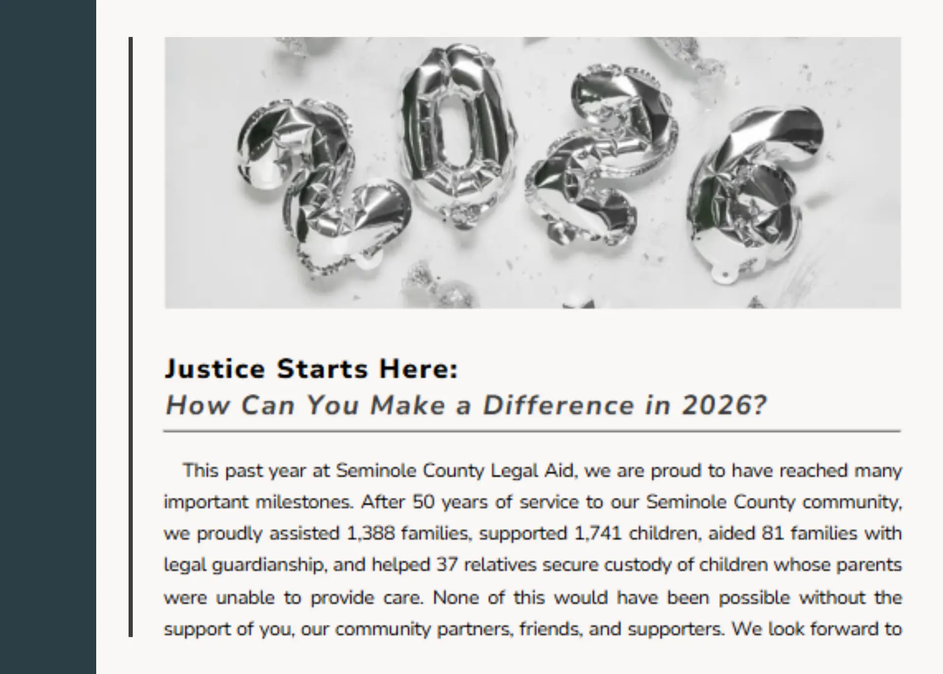 Seminole County Legal Aid January 2026 Newsletter